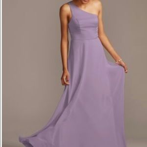 David's Bridal 1-Shoulder Crepe-Back Satin Dress